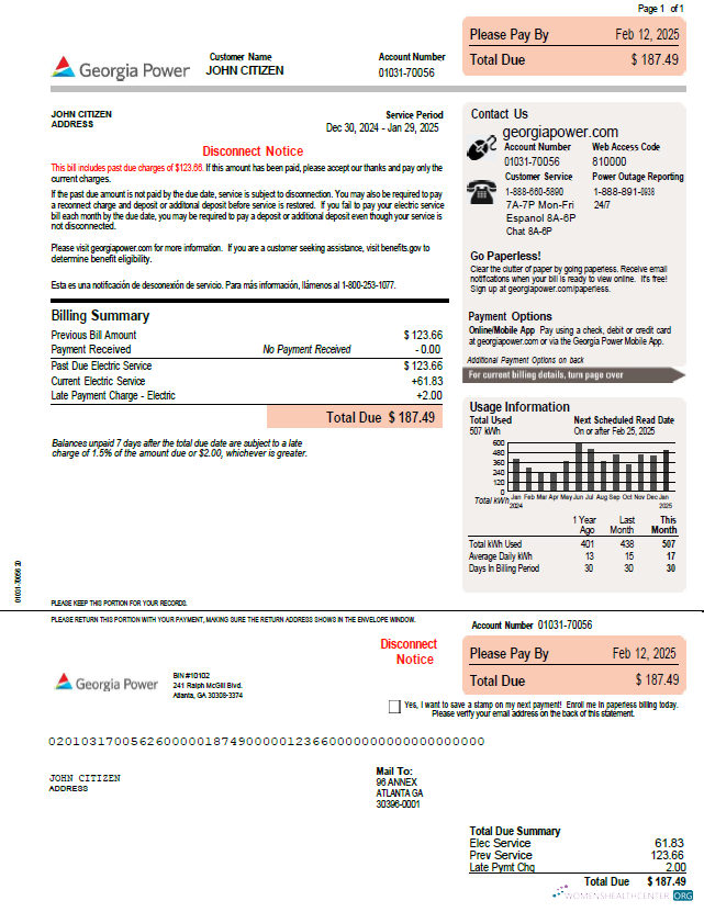 download download USA Georgia Power template in Word and PDF formats, version 2 PDF template PDF template